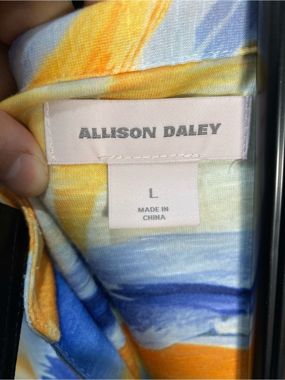 Allison Daley Blue, Yellow & White Abstract Button-Up Blouse - Picture 4 of 4